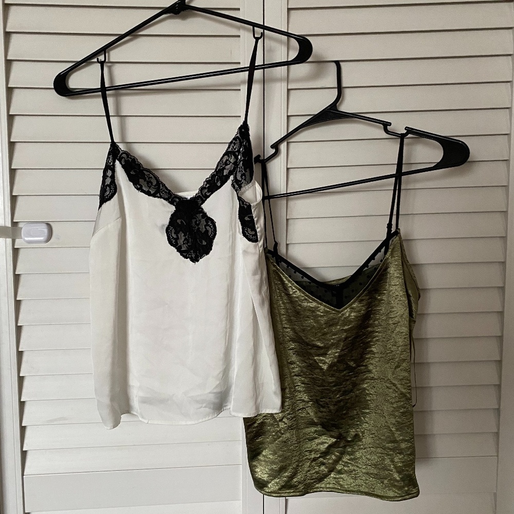 2 Lace Trim Camisole Tops